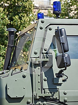 Part of the military police vehicle