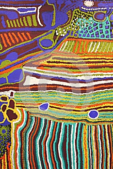 Part of a modern colorful Aboriginal artwork, Australia