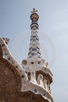 Part of mosaic in Guell park in Barcelona