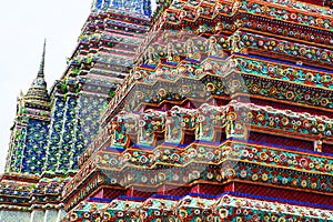 Part of multicolored Buddhist temple