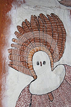 Native Aboriginal woman wall painting, Perth, Australia