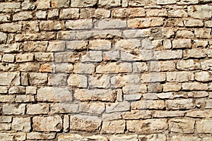 Part of natural contrast masonry wall stone granite is a pattern of texture, material and background with colored stones.