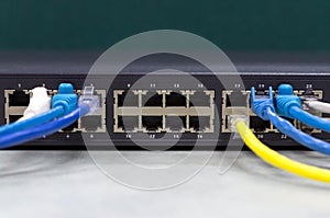 Part of Network switch 24 ports with LAN cable
