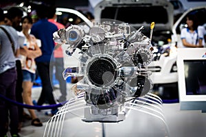 Part of new car engine for motorshow exhibition