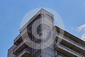 Part of an old building. Facade of architecture.