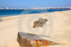 Part of old bunker near the Rio Sado, Troia Peninsula, Portugal