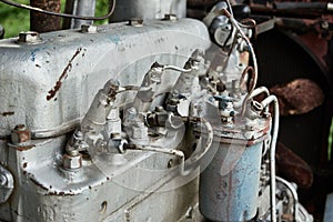 Part of old car motor engine.  Machine technology