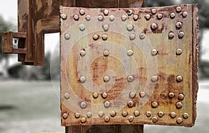 Part of the old metal structure, covered with rust