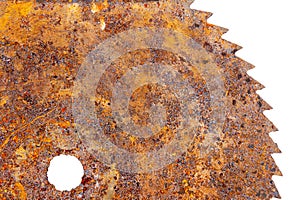 Part of old rusty circular saw blade