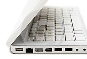 Part with ports of white laptop