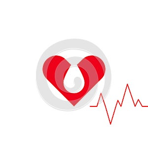 A part of the red heart-shaped logo is missing, and life is lost like a drop of water.