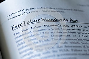 Part referring to Fair Labor Standards Act, FLSA, written in a legal business law textbook