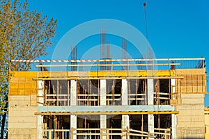 part of a residential building under construction in masonry.