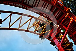 Part of roller coaster at summer day