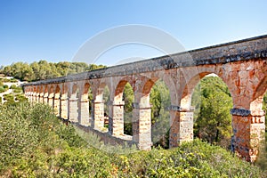 A part of the Roman aqueduct built to supply water to the ancient city of Tarragona