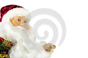 Part of the santa figure is isolated on a white background