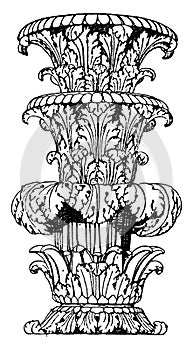 Part of Shaft Foliated, state-candelabrum,  vintage engraving photo