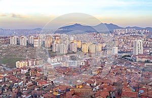 Part of shanty town and new apartment buildings together, Ankara, Turkey