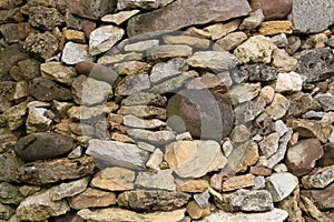 Part of a stone mountain with large narural stones photo