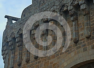 Part of stone tower at medieval fortress in Dinan, France