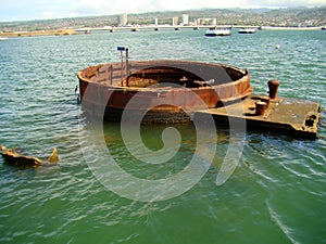 Part of the submerged USS Arizona, Pearl Harbor