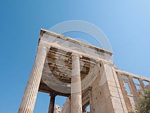 Part of a temple in Acropolis hill in Athens Greece