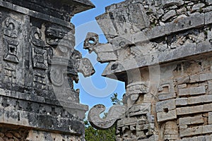 Part of temple of reliefs in Chichen Itza.