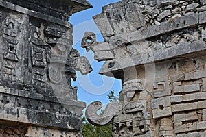 Part of temple of reliefs in Chichen Itza. photo