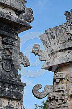 Part of temple of reliefs in Chichen Itza. photo