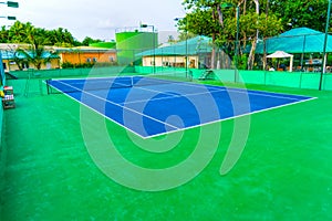 Part of the tennis court with markup. Artificial surface green s