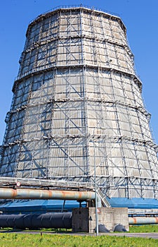 Part of thermal power plant. Water-cooling tower.