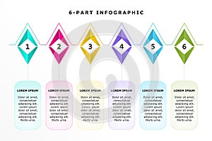 6-Part timeline, progress and sequence business infographic photo