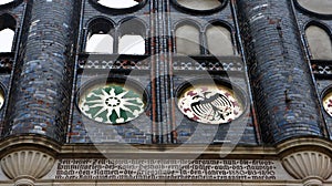 Part of Town Hall - Lubecker Rathaus at the market square, close up, beautiful architecture, Lubeck, Germany