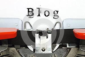 Part of typing machine with typed blog word