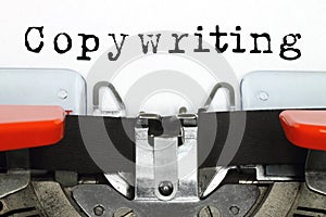 Part of typing machine with typed copywriting word