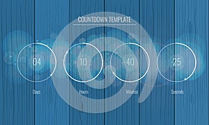 Part of the User interface Clock countdown template for application with wood background. Vector Design of countdown