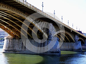 Part view of the Danube and Margaret bridge in Budapest
