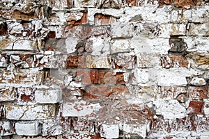 a part of the wall of a building made of bricks