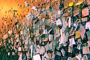 Part of the wall covered with love messages in Juliet house Casa di Giulietta. Verona, Italy photo