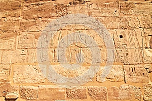 Part of wall with hieroglyphs in Karnak, Egypt