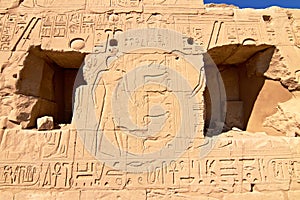 Part of a wall with hieroglyphs in Karnak, Egypt