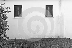 Part wall of the old house or hut monochrome tone