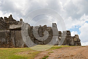 Part of the walls of the Sacsayhuaman fortress in Cusco. Peru.