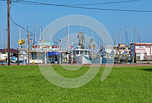 Part of the Waterfront view at Rockport on the Texas Coast, on a bright and breezy Summers day.