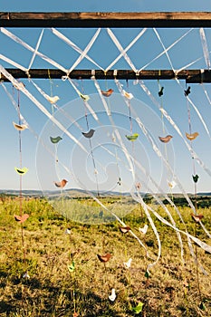 Part of wedding arch with origami birds