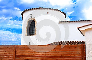 Part of white mediterranian house in Spain