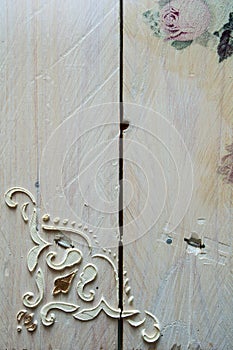 Part of wooden frame of mirror decorated and painted diy