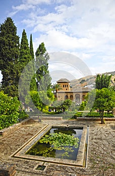 Partal Palace in the Alhambra of Granada, Andalusia, Spain