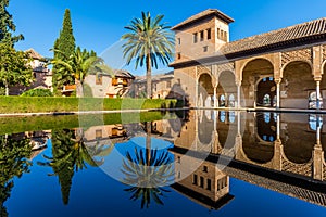 Partal Palace courtyard inside the Alhambra fortress, Granada, Andalucia, Spain photo