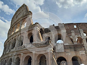 Parte of colosseum in rome italy photo